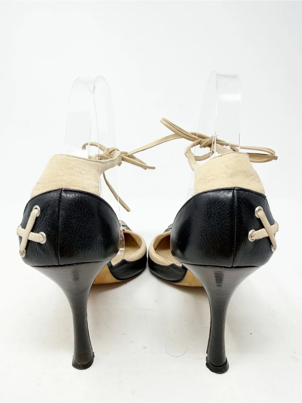 Manolo Blahnik Vintage Lace Up Pointed Toe Heels Womens Size EU 36.5 - Picture 4 of 12